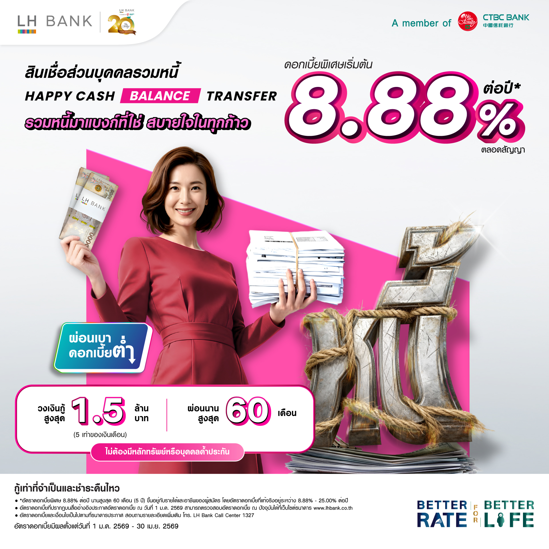 LH Bank Happy Cash Balance Transfer สินเชื่อส่วนบุคคลรวมหนี้ 