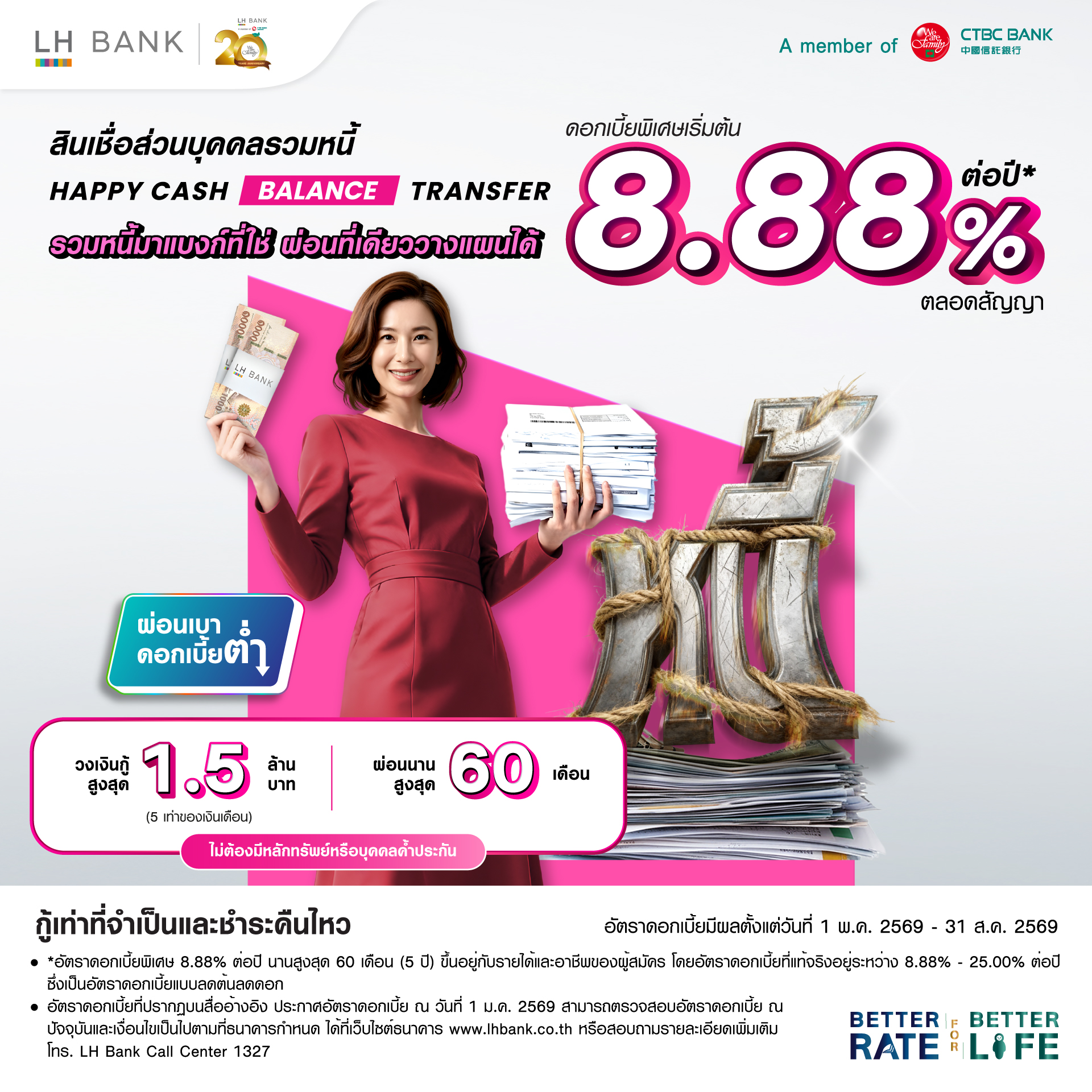 LH Bank Happy Cash Balance Transfer สินเชื่อส่วนบุคคลรวมหนี้ 